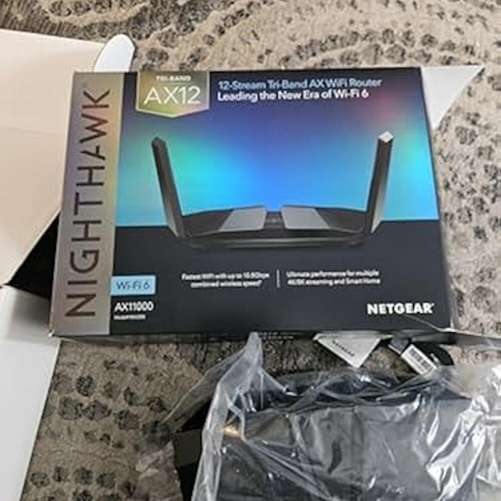 NETGEAR Nighthawk Tri-Band AX12 12-Stream Wi-Fi 6 Router RAX200 - tested Working